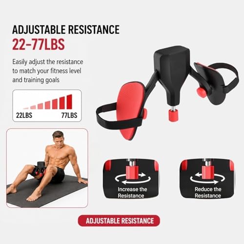 Image of Thigh Trainer, 22-77lbs Adjustable Inner Thigh Exerciser for Pelvic Floor Strengthening, Kegel Exercise Equipment for Women and Men, Leg Shaping, Yoga and Home Workout