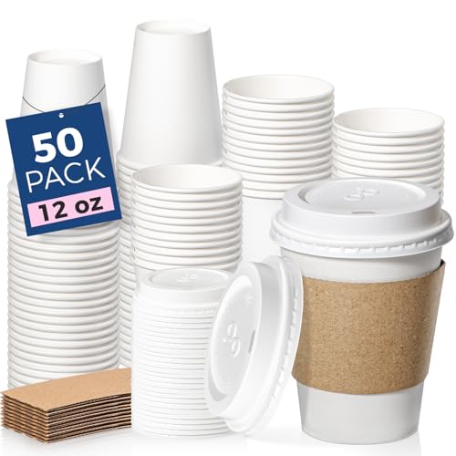 Fit Meal Prep 50 Pack 12 oz Disposable Coffee Cups...