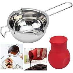 Cacerola Para Derretir Chocolate LYTIVAGEN 2 PCS Olla para Baño María y Fusión de Chocolate Pot de Silicona Cazo Baño María Olla de Derretir de Acero Inoxidable Recipiente Fundir Chocolate Melting Pot para Mantequilla Queso Jabones
