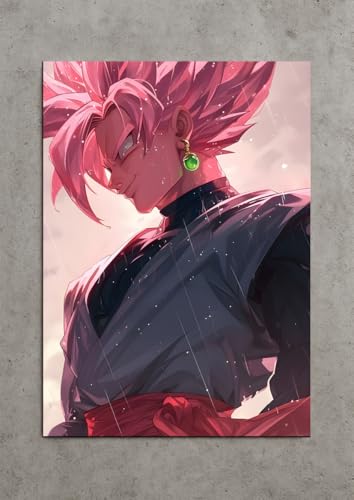 Image of NIJUKA Anime Printed Metal sheet Poster For Home And Room Decoration | For Anime Art Fans Boys And Girls (Goku black rose)