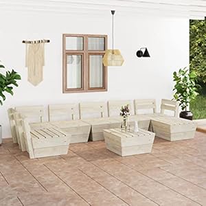 Homgoday Gartenmöbel-Set auf Palette, 8-teilig, aus imprägniertem Fichtenholz, Sonnenliegen, Schlafsofa, Möbel, Gartenliegen, Poolliege für den Außenbereich, für den Außenbereich