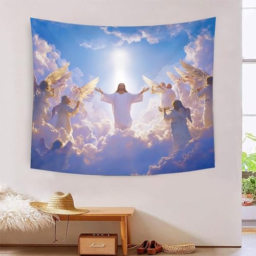 Tapisserie Jésus mythique 3D 180x230cm grand format en tissu pour salon