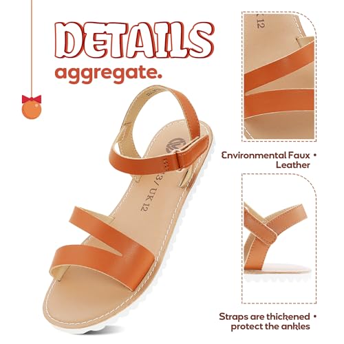 FLYFUPPY Girls Sandals Strappy Open Toe Outdoor Flats with Hook and Loop Kid Summer Shoes for Girls2