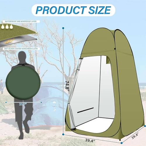 Image of Leosportz Pop Up Tent for Camping - Dress Changing Tents Portable for Men and Women | Camping Bathroom Toilet Pop Up Tent with Full Privecy (Green)