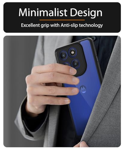 Image of WOW IMAGINE Shockproof Hybrid Back Cover for Motorola Moto Edge 60 Pro 5G | Hard Slim fit Back Case | PC & TPU | Clear Transparent Case - Black