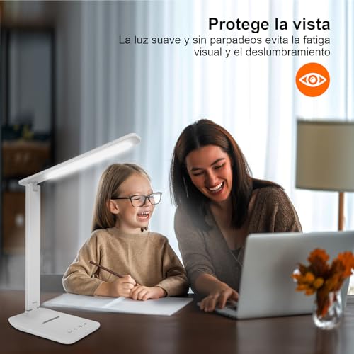 Miniatura 2 de lámpara Led Escritorio, Flexo de Escritorio con luz nocturna, lampara de escritorio con control táctil, Puerto de carga USB, 5 niveles de luminosidad 5 modos (blanco)
