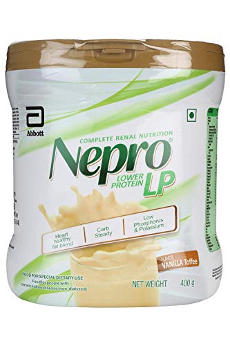 Abbott Nepro LP Powder Vanilla Toffe - Complete Renal Nutrition Carb Steady Lower Protein (400 GMS) for People with Kidney Disease (Non-DIALYZED)