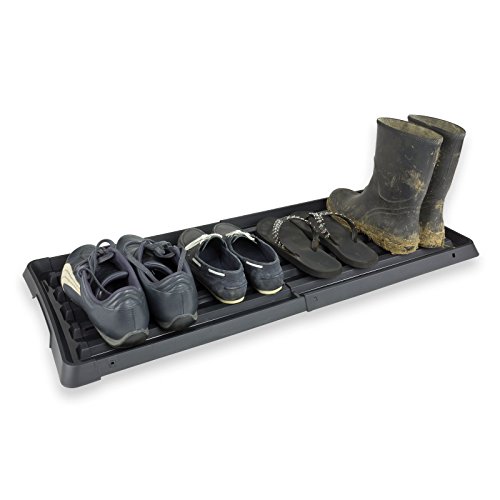 Ausziehbare PVC Schuhablage Schuhabtropfschale Schuhunterlage Schuhe Ablage schwarz 57-96,5x38,5x3 cm Cover