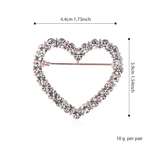 Image of Love Heart Pearl Hollow Out Brooch for Women Elegant Crystal Rhinestone Love Heart Brooches Pin Wedding Party Clothes Accessories Valentines Birthday Jewelry Gifts