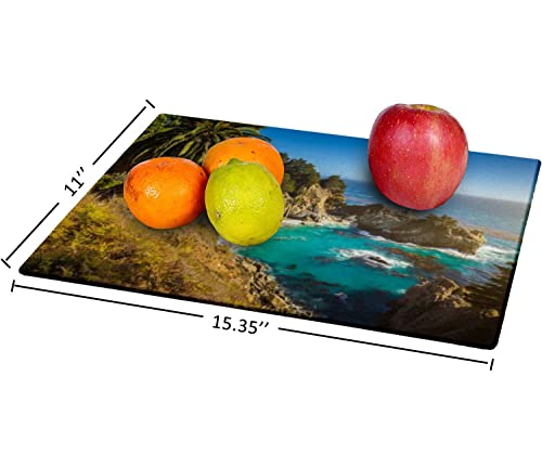 Tempered Glass Cutting Board Mcway Falls At Sunset Big Sur California West Coast Stock Pictures Tableware Kitchen Decorative Cutting Board With Non-Slip Legs, Serving Board, Large Size, 15" X 11" #TOP1