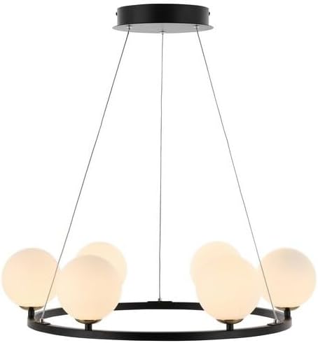 Safavieh Lighting Collection Pomona Retro Farmhouse - Lámpara de araña de 6 luces con ruedas de carro, color negro y blanco