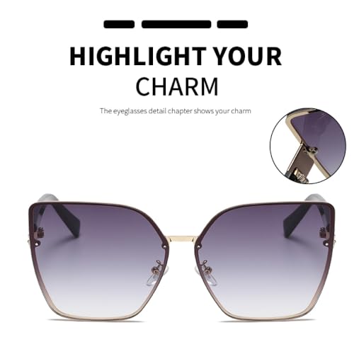 Lunettes de soleil sans monture rectangle noir dégradé anti-éblouissement LVTFCO - 4