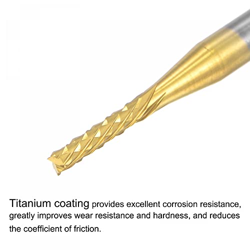 Image of uxcell End Mill CNC Router Bits, 1 /8 inch 3.175mm Shank 1.6mm x 8.5mm Titanium Coated Tungsten Carbide Left Hand Engraving Milling Cutter for PCB Plastic Fiber Wood 4pcs