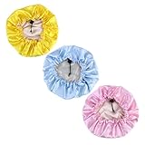 PLAFOPE 調節可能サテンスリープキャップ 3枚セットきいろ スカイブルー ピンク通気性 弾力性素材採用 シャワーキャップ兼用 幼児ヘア保護