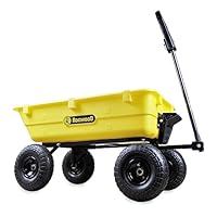 RocwooD Poly Dump Cart Trolley 80L Garden Tipping Wheelbarrow 250kg Utility Truck Trailer Steel Frame Heavy Duty Festival Outdoor Tools Plants 4 Wheels Yellow