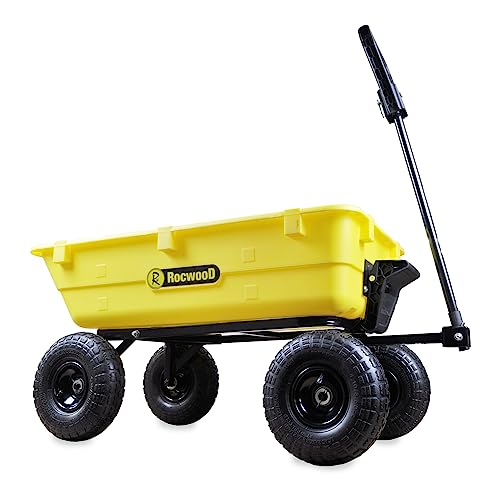 RocwooD Poly Dump Cart Trolley Garden Tipping Wheelbarrow 250kg Utility Truck Trailer Steel Frame...