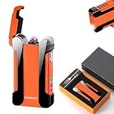 BABOBIU Elektrisches Feuerzeug, Plasma-Feuerzeug, stilvoll, flammenlos, winddicht, cooles Gadget, einzigartiges Feuerzeug mit Geschenk-Box-Verpackung für Geschäft, Partner, Freunde (Orange)