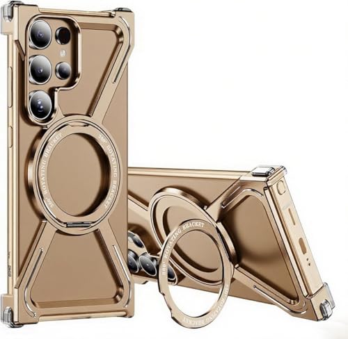 Asdsinfor Aluminum Skeleton Case for Samsung Galaxy S26 Ultra, JJ Gold