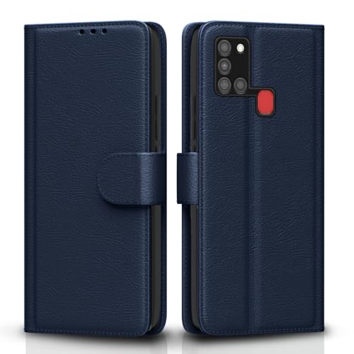 Image of Pikkme Samsung Galaxy A21s Flip Cover Magnetic Leather Wallet Case Shockproof TPU for Samsung Galaxy A21s (Blue)