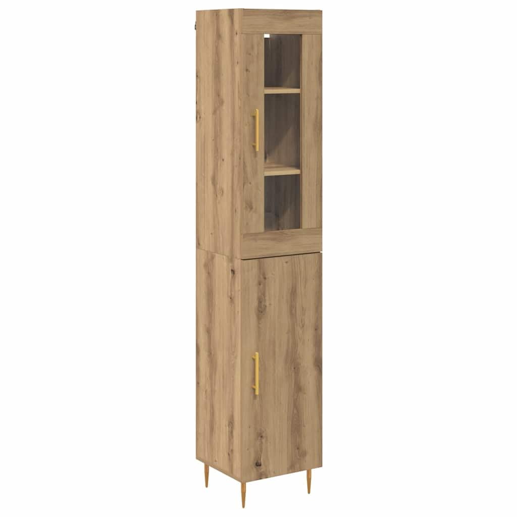 vidaXL Highboard 2 pcs Artisan Oak Glass, Dining Room, Modern Rectangular Sideboard, Ample Storage, Elegant Display, Functional Highboard, Contemporary Furniture