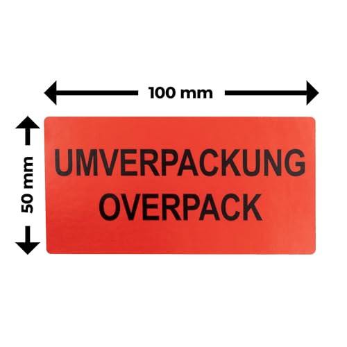 MD Labels Warnetiketten auf Rolle 100x50mm Umverpackung Overpack 500 Stück Haftetiketten Versandhinweis