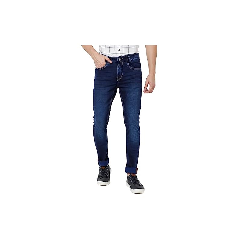 MUFTI Mens Dark Blue Slim Fit Jeans