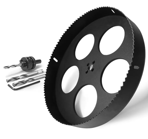 Image of 11 Inch Hole Saw with 1 /2 inch Triangle Shank Quick Change Arbor, JTemgle Bi-Metal Hole Saw Heavy Duty Hole Cutting Tool for Cornhole Boards, Recessed Lights, Wood, Plastic, Drywall & Soft Metal