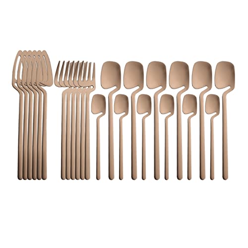 JZWCHQ Party 24pcs Gold Sorrocken Set 304 SCEARDE MATELERY Cutlery SETLERY Silverware Silventa Western Bar Kitch Spoon Wortware Flatware Juego excepcional (Color: Rose)