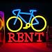 KODGGHK Bicycle Rental Neon Sign for Wall Decor, Dimmable Bike Rental Shop Store Office illuminated Display LED Light, Red and Yellow Neon Lights for Bicycle Shop (Red)