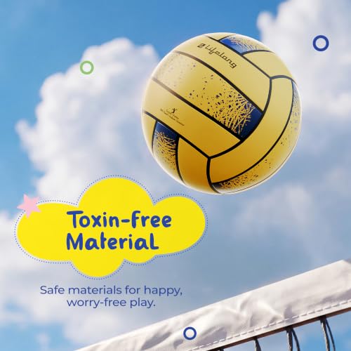 Image of Lifelong Volleyball for Kids & Adults | Soft PVC | Lightweight Training Ball for Indoor & Outdoor Play | Beach, Pool & Playground | Yellow | 5.8 inches