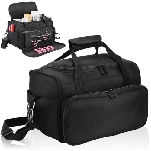 Eorbow Hairstylist Travel Bag Large Capacity Hairdresser Bag with Divider Sturdy Barber Case Holder for Hair Stuff Professional Cosmetology Organizer for Curling Iron Hair Straightener Supplies