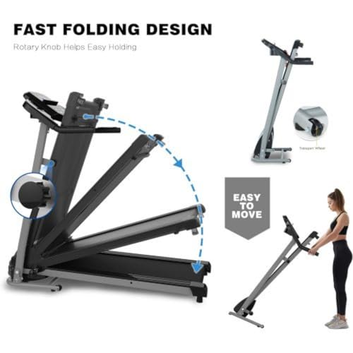 Image of Multifunctional Folding Electric Treadmill, Large Treadmill with Handles, Smart Device Holder, 255 Lbs Weight Capacity, Foldable Design, Easy to Use