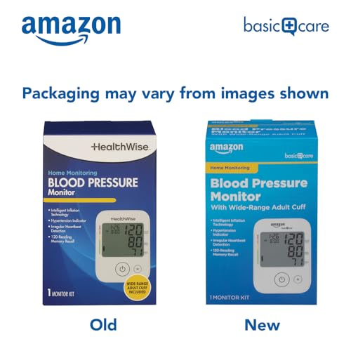 Amazon Basic Care Blood Pressure Monitor, Wide Range Arm Cuff, Intelligent Inflation Technology, Home Monitoring, Hypertension Indicator, Irregular Heartbeat Detection, Large (Previously Healthwise) - Image 3