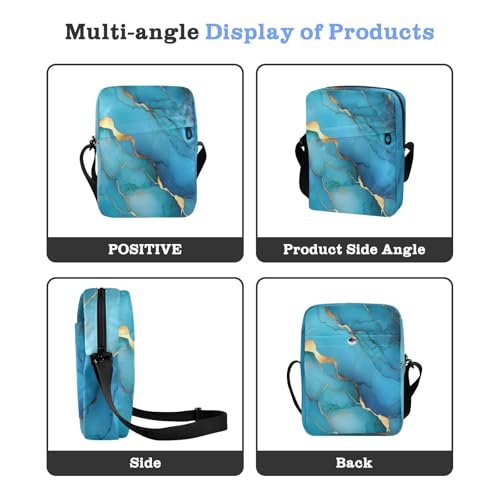 small messenger bag for women crossbody bag men Women's Purses Adjustable Strap for Casual Casual- Marble Turquoise Royal Blue4