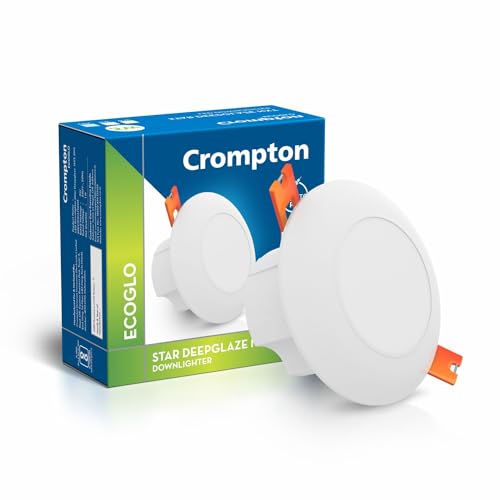 Image of Crompton Star Deep Glaze Downlighter 3W Round Ceiling Light (Cool Day Light, Pack of 1)| Cut Out Size :1524mm