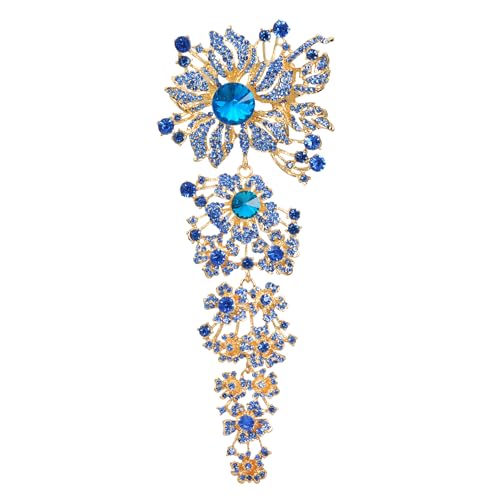 Image of Gyn&Joy 7.59 Inch Crystal Large Wedding Bouquet Brooch Pin