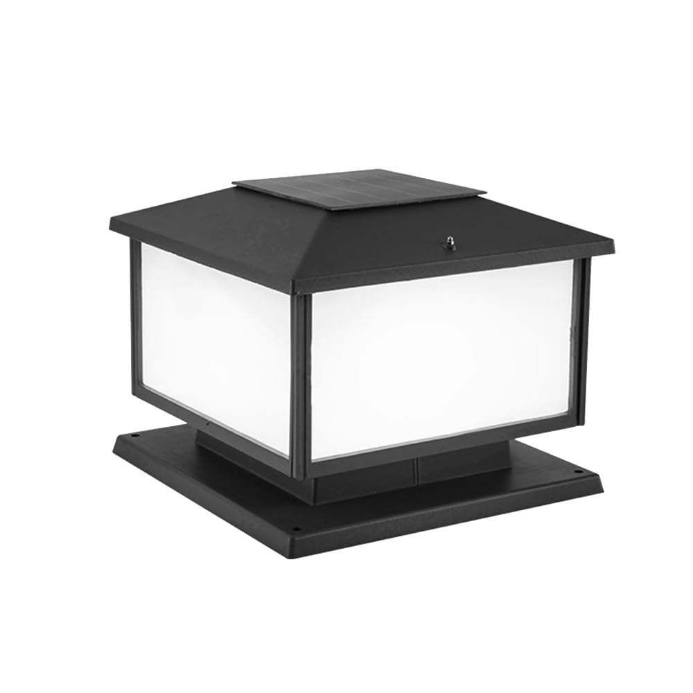 HCIPJQY Minimalist Garden Pillar Lamp Post Light Solar Black Lantern E27 Solar Powered Cap Light Modern Landscape Lamp Water-Resistant Post Post Light for Landscape Patio Driveway Pathway Entrance