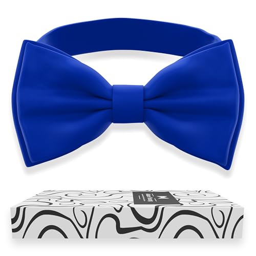 Adam Young Boys Electric Blue Bow Tie Pre-Tied Style Formal Satin Classic Bowtie for Tuxedo Faux Silk (Medium Royal Blue)