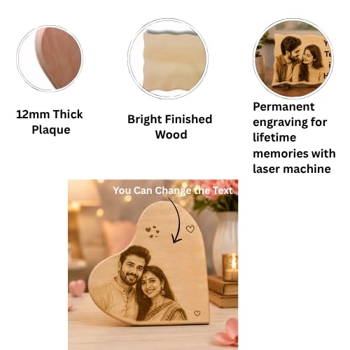 Image of Customized Personalised Engraved Wooden Photo Frame For Gift, All Shapes and Sizes for Everyone (Diagnal Heart-9x9)