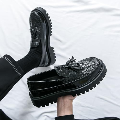 Men's Fashion Tassel Chunky Platform Penny Dress Loafers Luxury Round Toe Slip-On Non-Slip Lug Sole Business Formal Shoes for Daily Work and Casual4