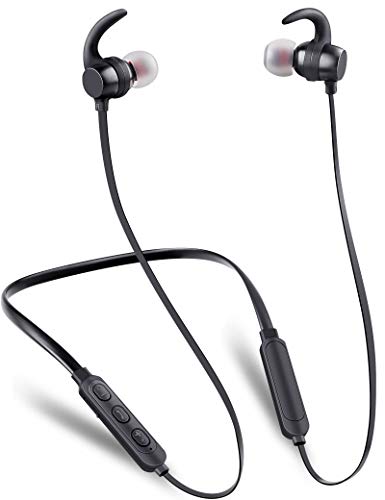 Wireless Headphones, MOSFiATA Bluetooth Sports Headphones High-Performance V5.0 IPX6 Waterproof Earphone, HiFi-Sound, Noise Canceling Headset for Running, Sports, Gym - 18 Hours Listening Time