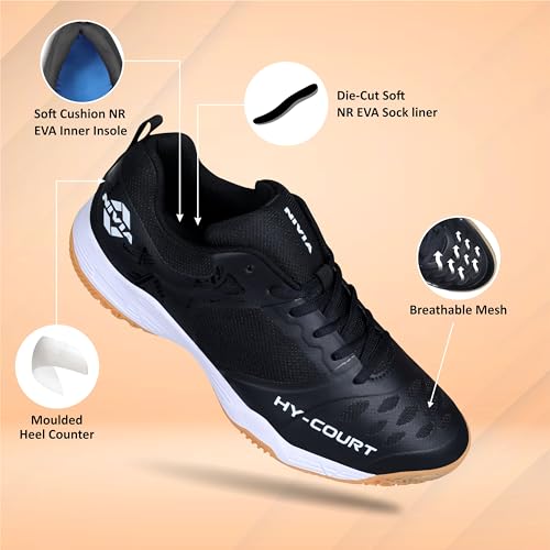 Image of NIVIA HY-Court 2.1 Badminton Shoes for Men | Ultimate Footwear for Court Mastery | Padel Shoes | Pickleball Shoes | Non-Marking Court Shoes | Unleash Your Full Court Potential | (Navy Blue /Red /Yellow /Black)