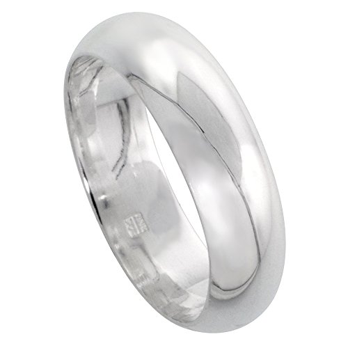 Sterling Silver Plain 6Mm Classic Domed Wedding Band Men's Women's High Polished Thumb Ring (4 To 13), 12 #TOP3