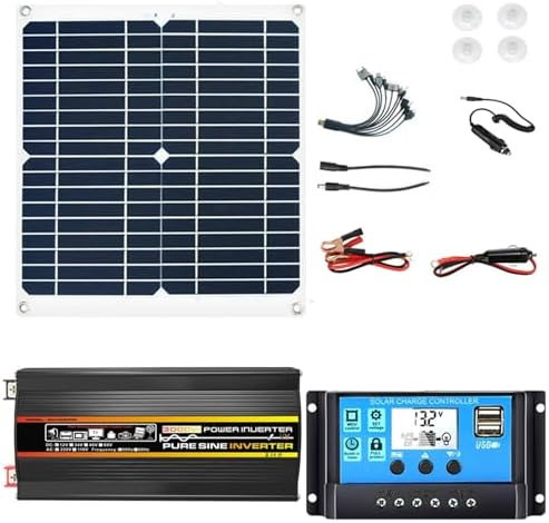 3000W/4000W 12V to 110V/220V Solar Inverter Kit with 50A Controller & 50W Solar Panel - Complete Home Solar System, Efficient Solar Generator for Off-Grid Power