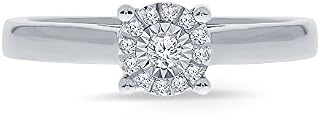 La Joya 1/10ct Round White Natural Diamond Sterling Silver Engagement Aniversary Promise Solitaire