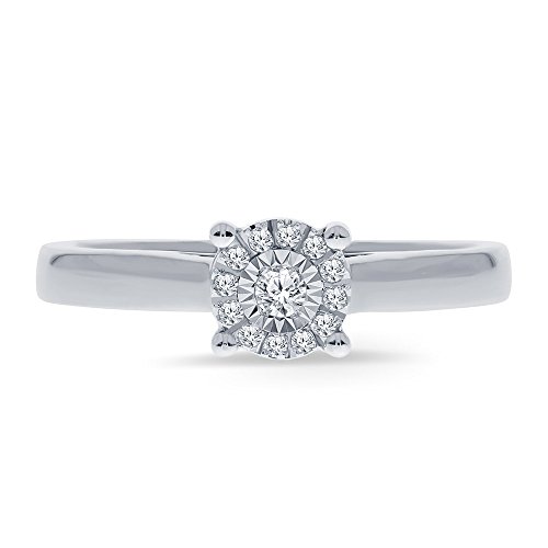 La Joya 1/10ct Round White Natural Diamond Sterling Silver Engagement Aniversary Promise Solitaire