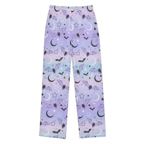 Night Bat and Moon Boys Long Pants Soft Trousers Elastic Waist Kids Lounge Bottoms with Pockets S-XL
