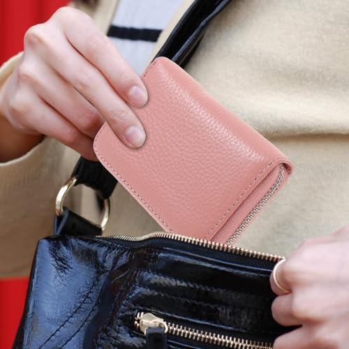 Homoyoyo Accordion Zipper Card Holder Wallet for Women Large Capacity Business Card Organizer RFID Protection Compact Zipper Purse for Outdoor Shopping and Travel3
