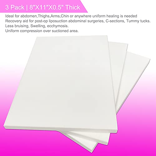 3 Pack Lipo Foam Post-surgical Ab Board Flattening Abdominal Compression Board for using with Post Liposuction Surgery Compression Garments Foam pads for Recovery 8\"X11\"