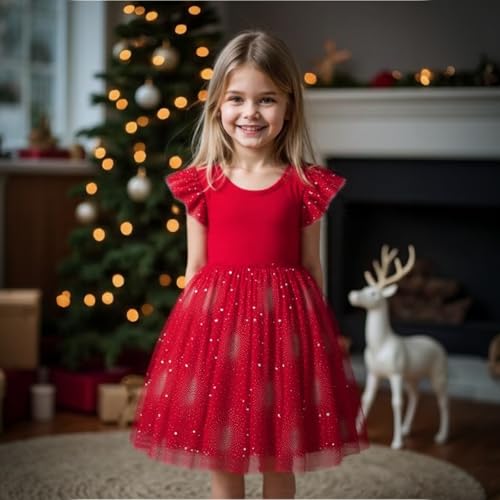 Toddler Girls Dress Kids Ruffle Sleeve Casual Tutu Skirts Little Girl Formal Dresses Summer Beach Sundress2